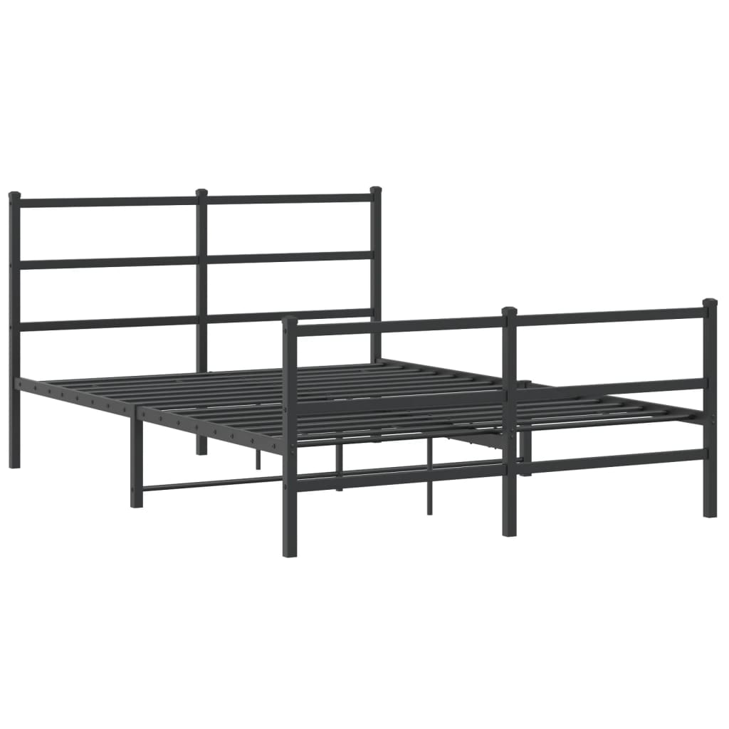 Sengeramme i metall med hode- og fotgavl svart 135x190 cm