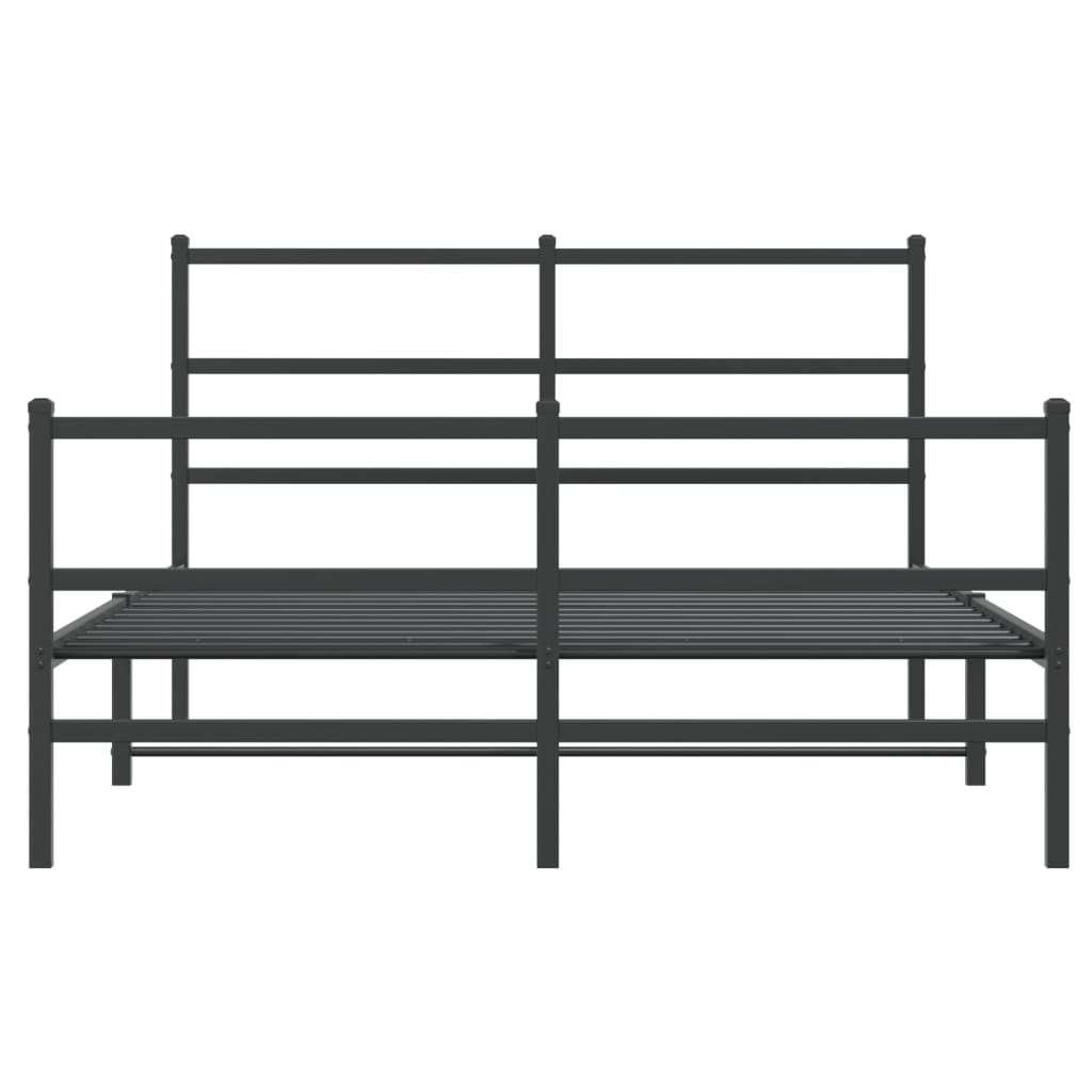 Sengeramme i metall med hode- og fotgavl svart 135x190 cm