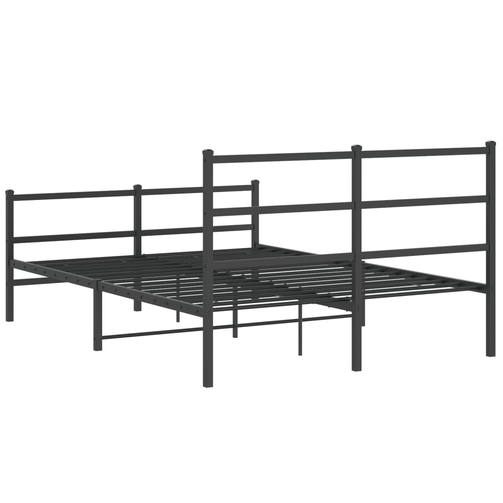 Sengeramme i metall med hode- og fotgavl svart 135x190 cm