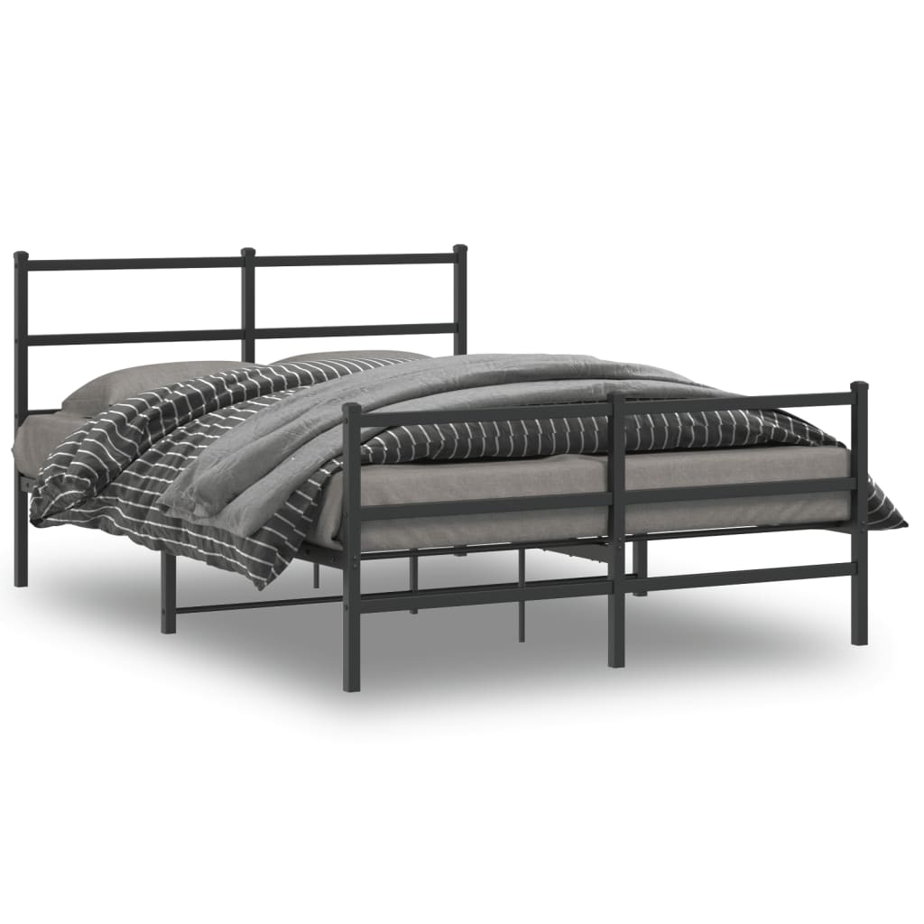 Sengeramme i metall med hode- og fotgavl svart 135x190 cm