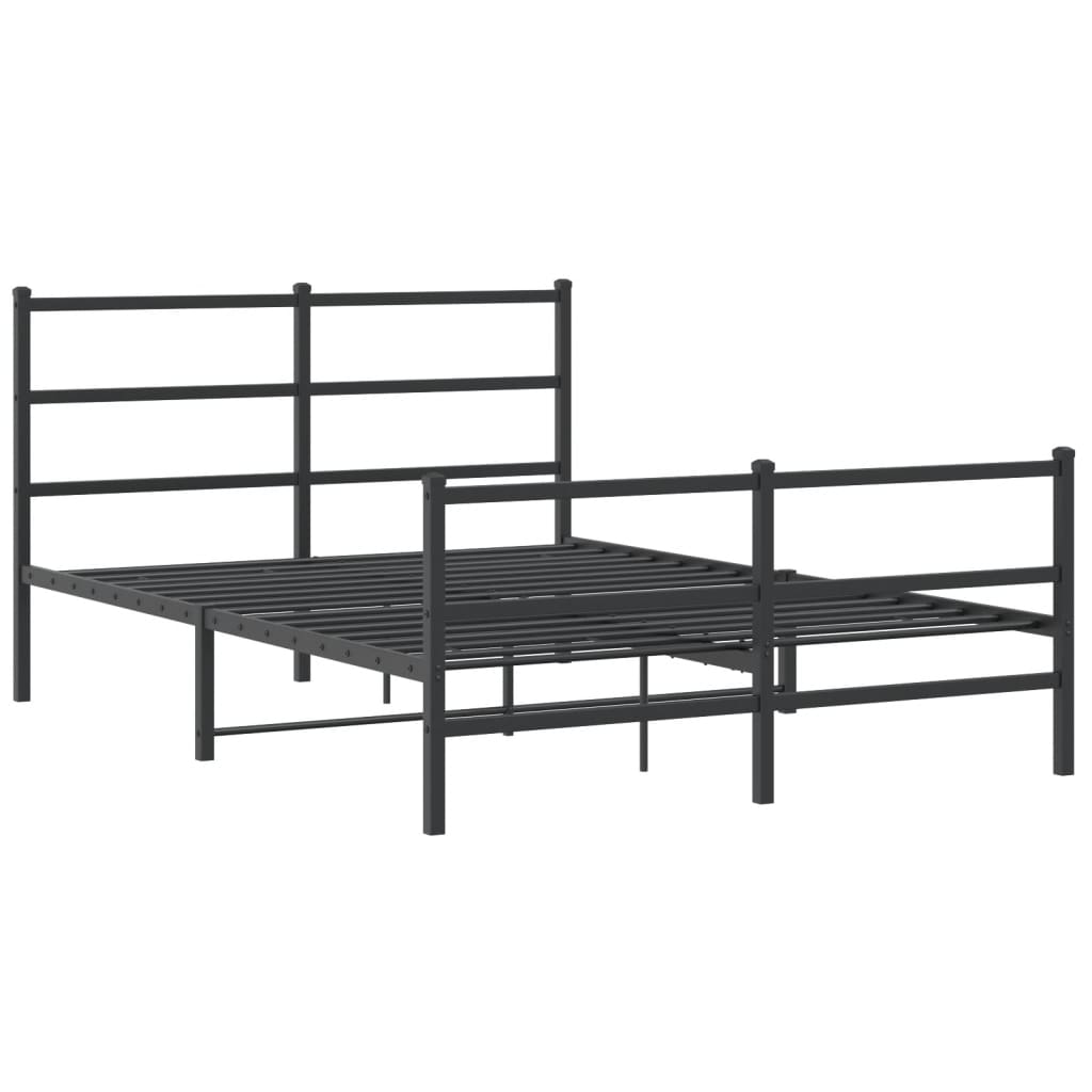 Sengeramme i metall med hode- og fotgavl svart 140x190 cm