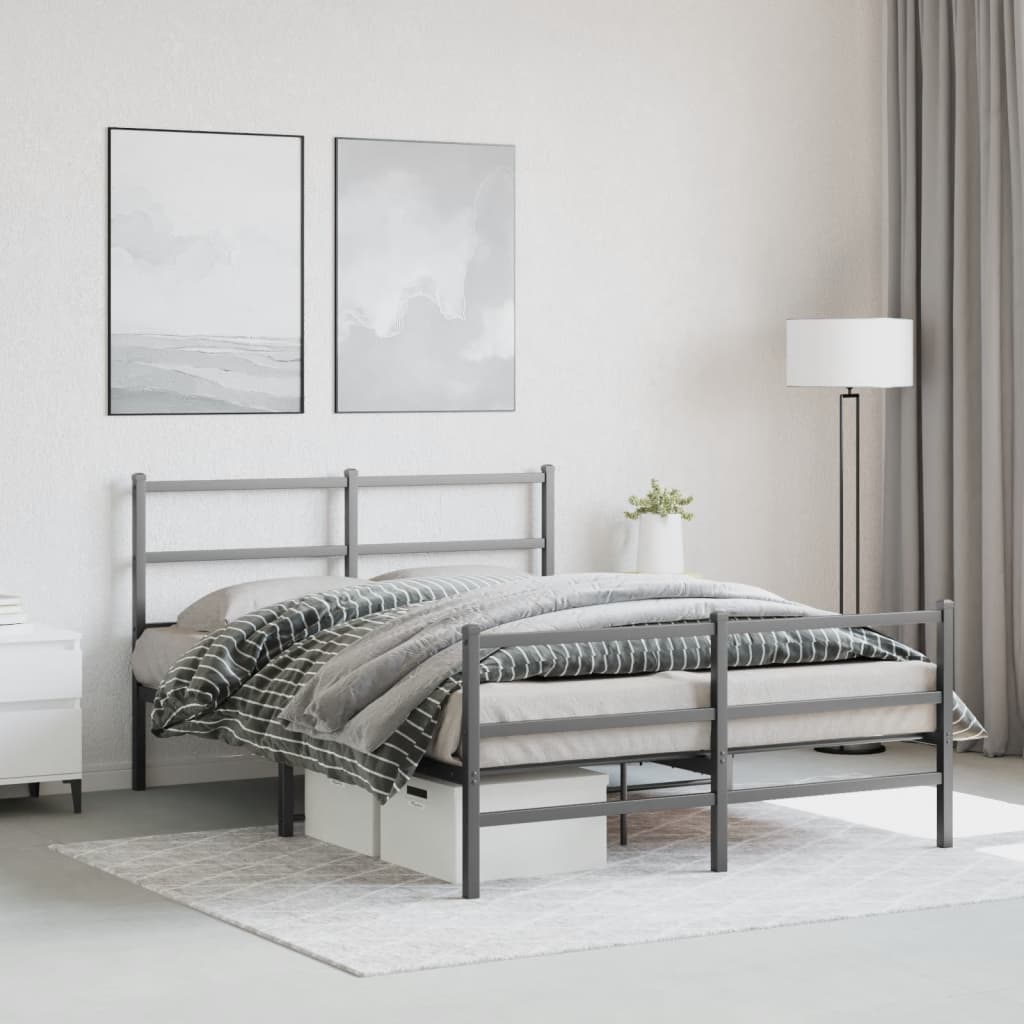 Sengeramme i metall med hode- og fotgavl svart 140x190 cm