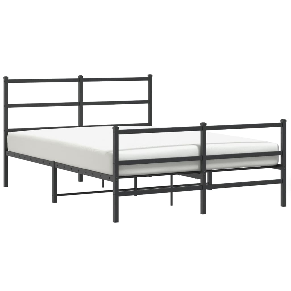 Sengeramme i metall med hode- og fotgavl svart 140x190 cm