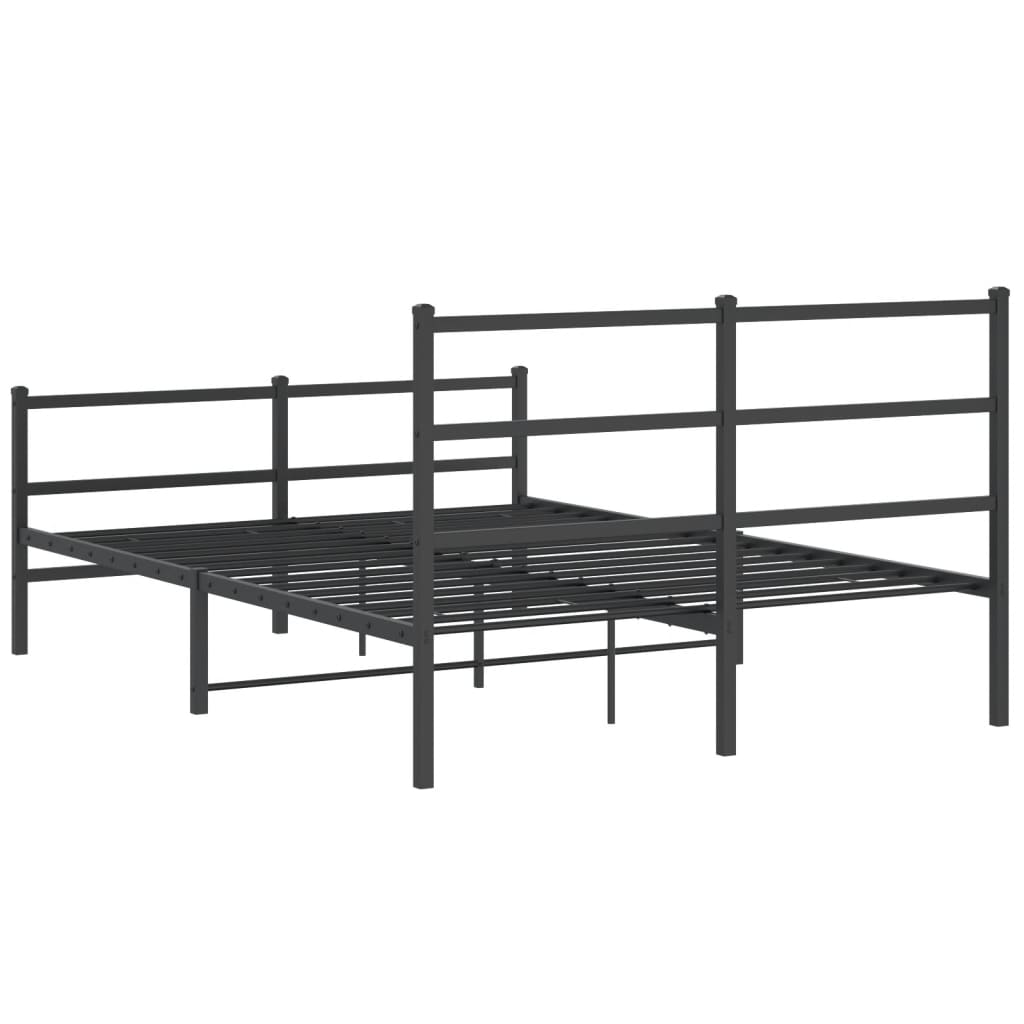 Sengeramme i metall med hode- og fotgavl svart 140x190 cm