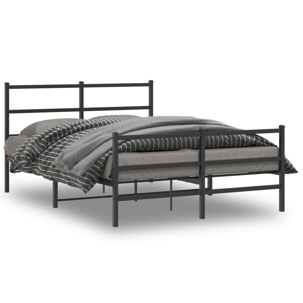 Sengeramme i metall med hode- og fotgavl svart 140x190 cm