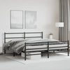 Sengeramme i metall med hode- og fotgavl svart 183x213 cm
