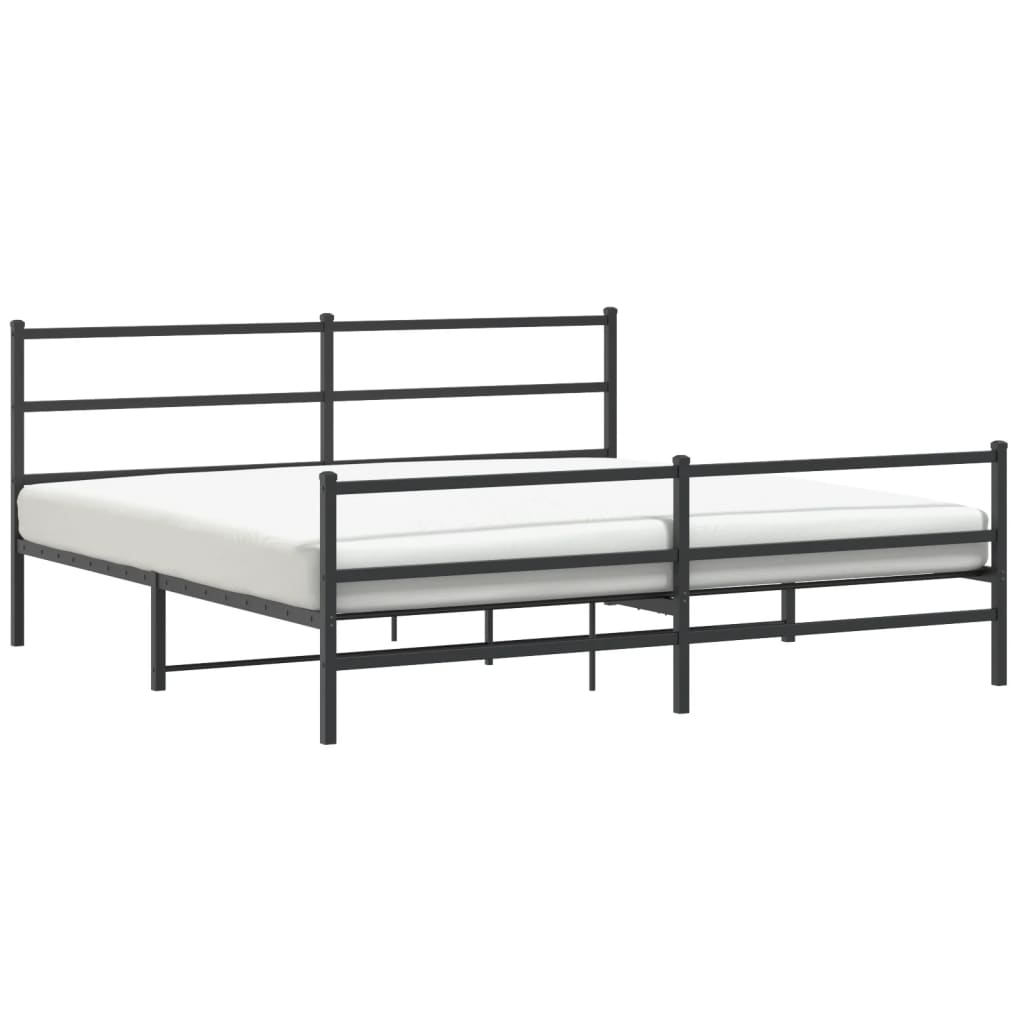 Sengeramme i metall med hode- og fotgavl svart 183x213 cm