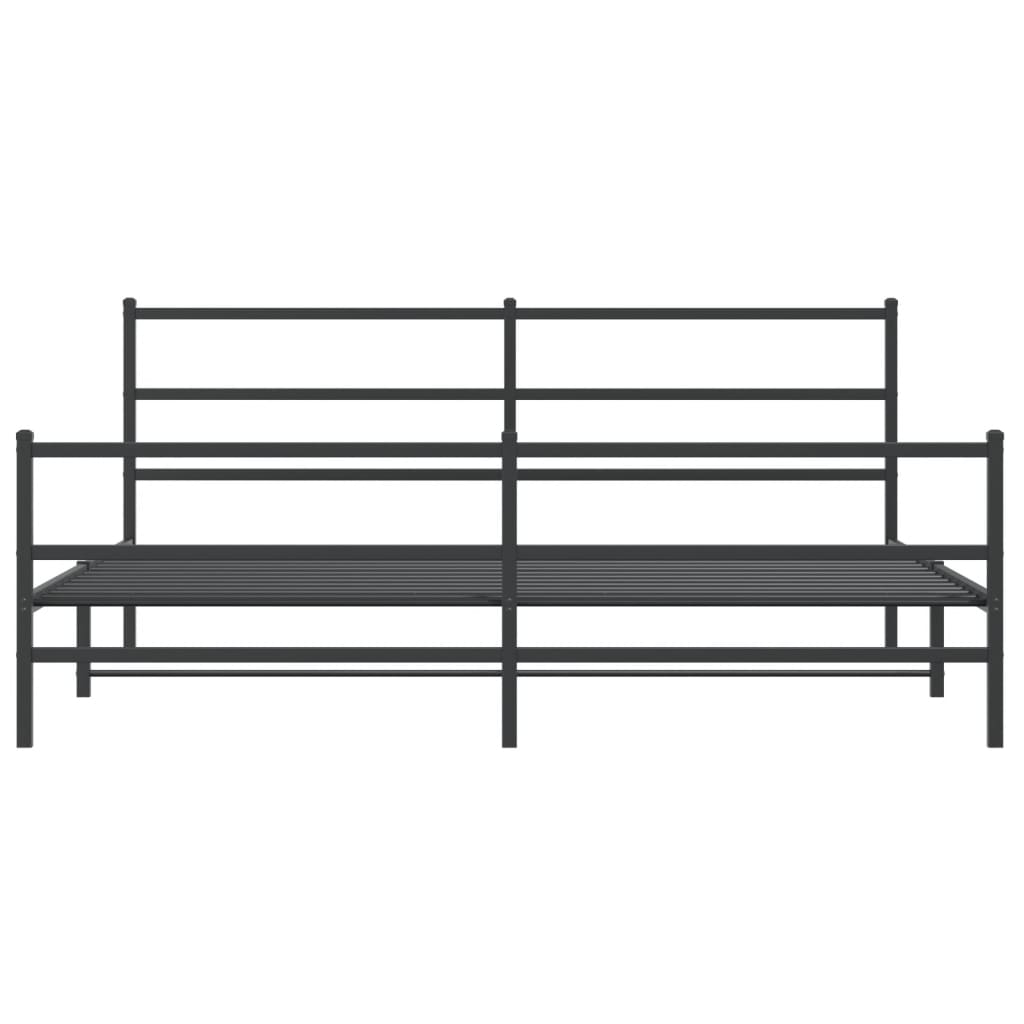 Sengeramme i metall med hode- og fotgavl svart 183x213 cm