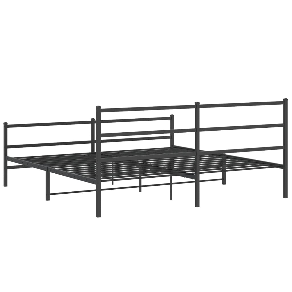 Sengeramme i metall med hode- og fotgavl svart 183x213 cm