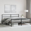 Sengeramme i metall med hode- og fotgavl svart 193x203 cm