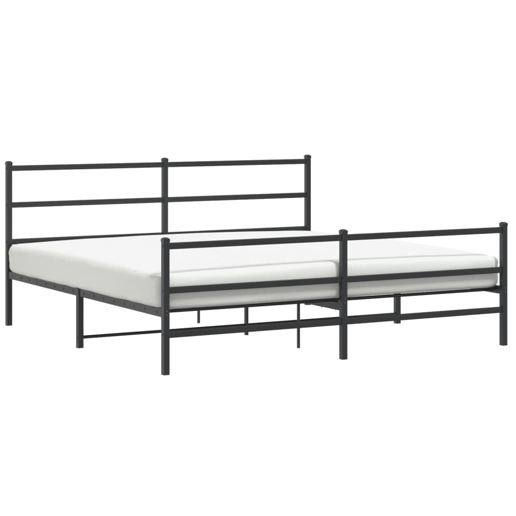 Sengeramme i metall med hode- og fotgavl svart 193x203 cm