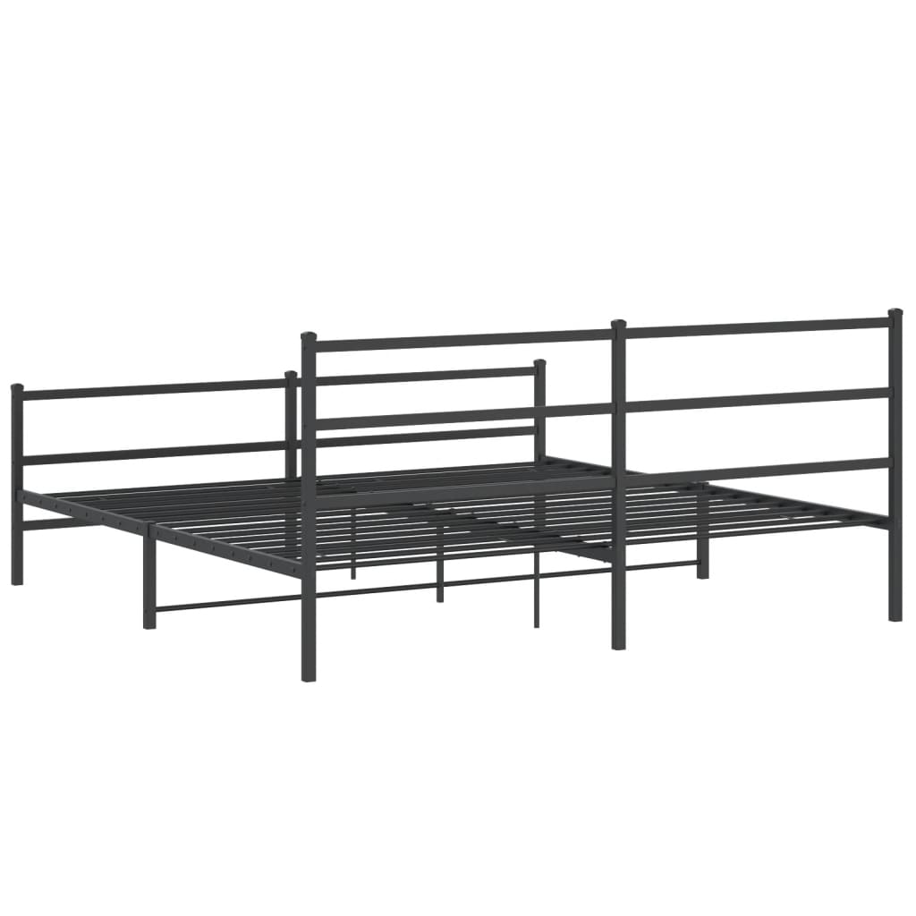 Sengeramme i metall med hode- og fotgavl svart 193x203 cm