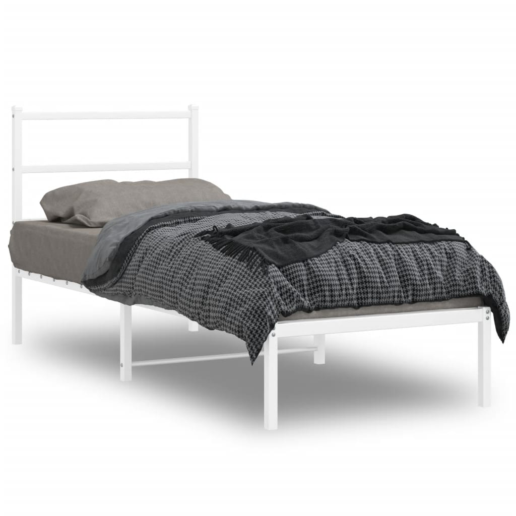 Sengeramme i metall med hodegavl hvit 80x200 cm