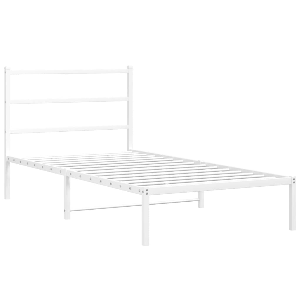 Sengeramme i metall med hodegavl hvit 107x203 cm