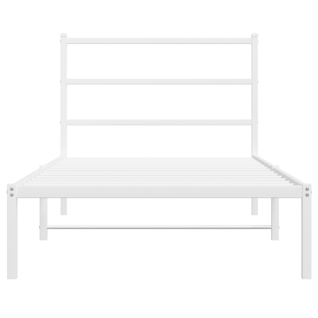 Sengeramme i metall med hodegavl hvit 107x203 cm