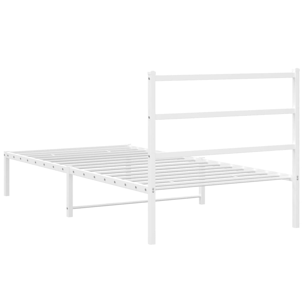 Sengeramme i metall med hodegavl hvit 107x203 cm