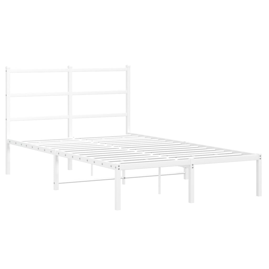 Sengeramme i metall med hodegavl hvit 120x190 cm