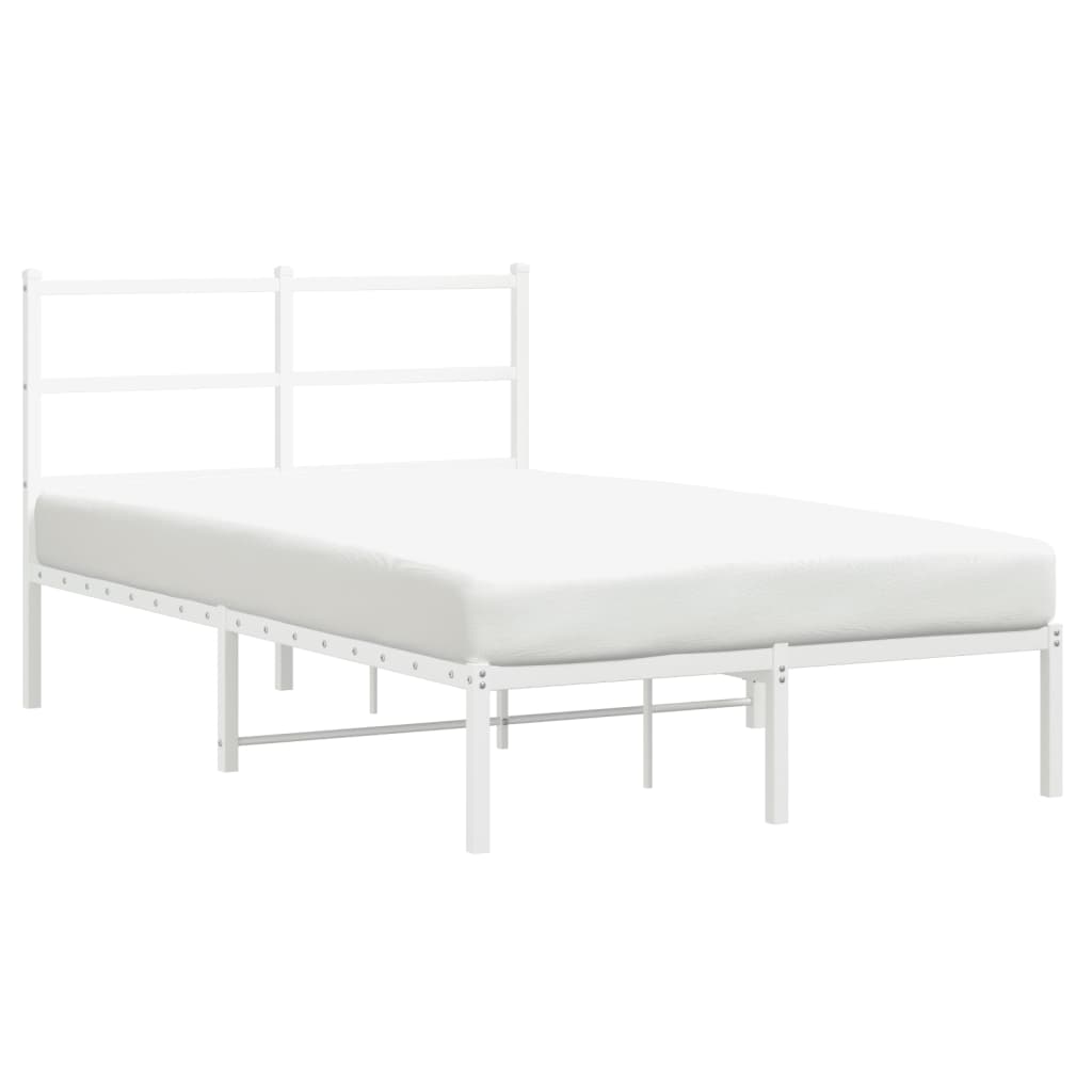 Sengeramme i metall med hodegavl hvit 120x190 cm