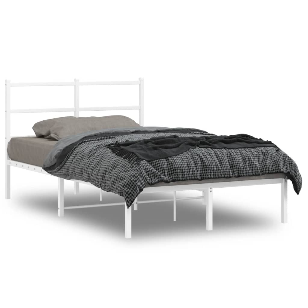 Sengeramme i metall med hodegavl hvit 120x190 cm