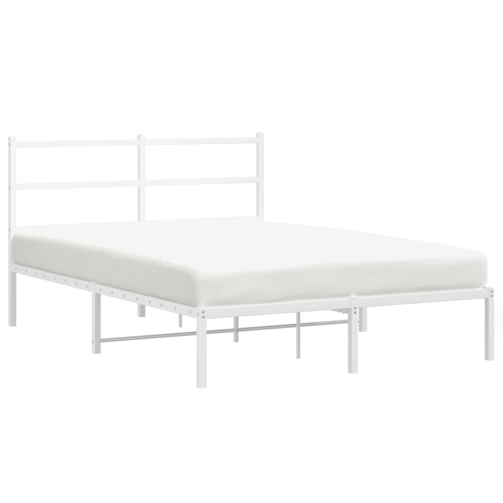 Sengeramme i metall med hodegavl hvit 135x190 cm