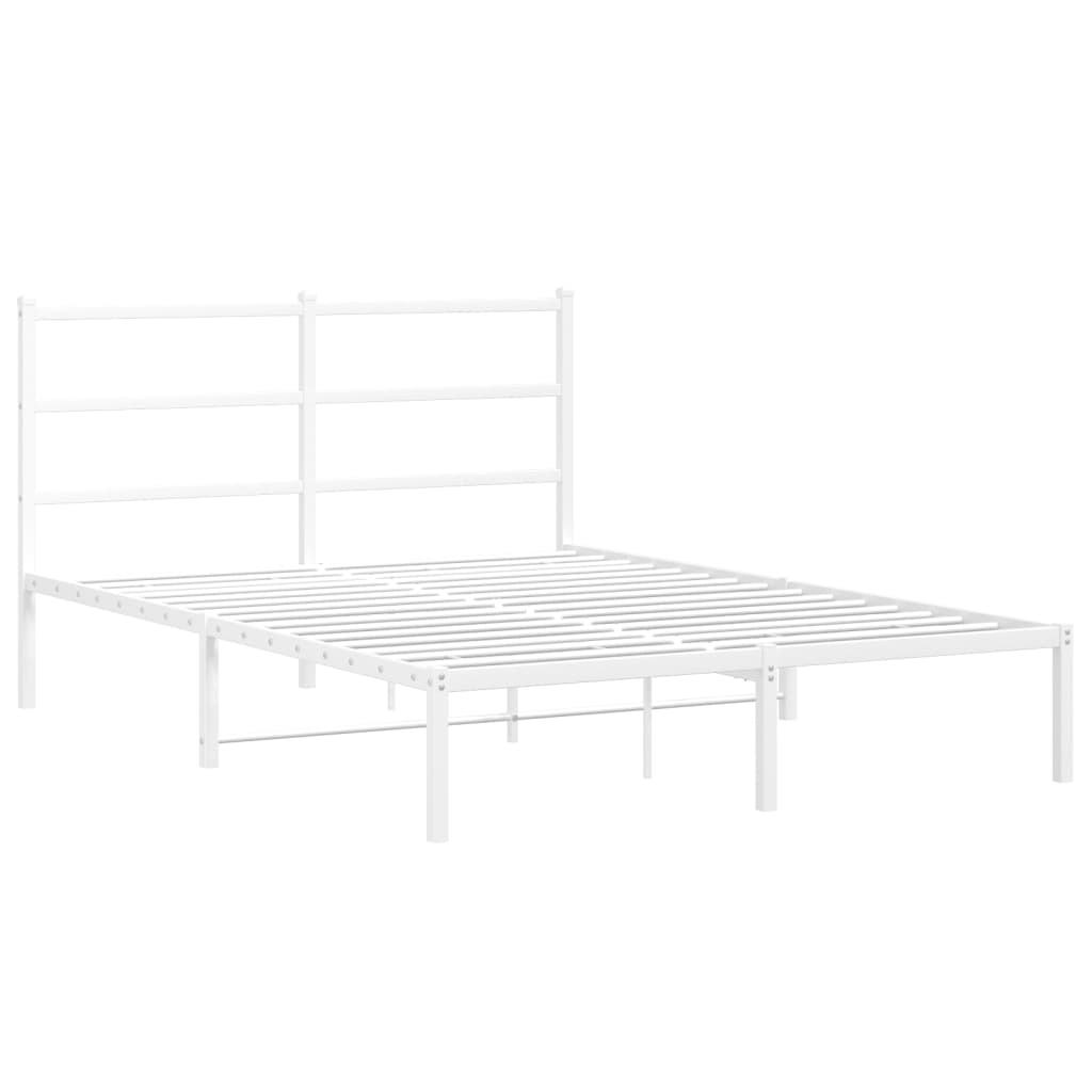 Sengeramme i metall med hodegavl hvit 140x190 cm