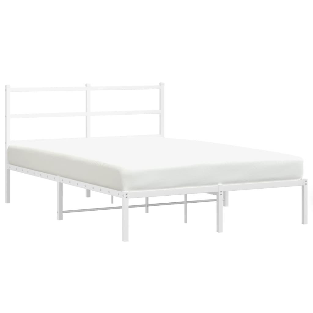 Sengeramme i metall med hodegavl hvit 140x190 cm