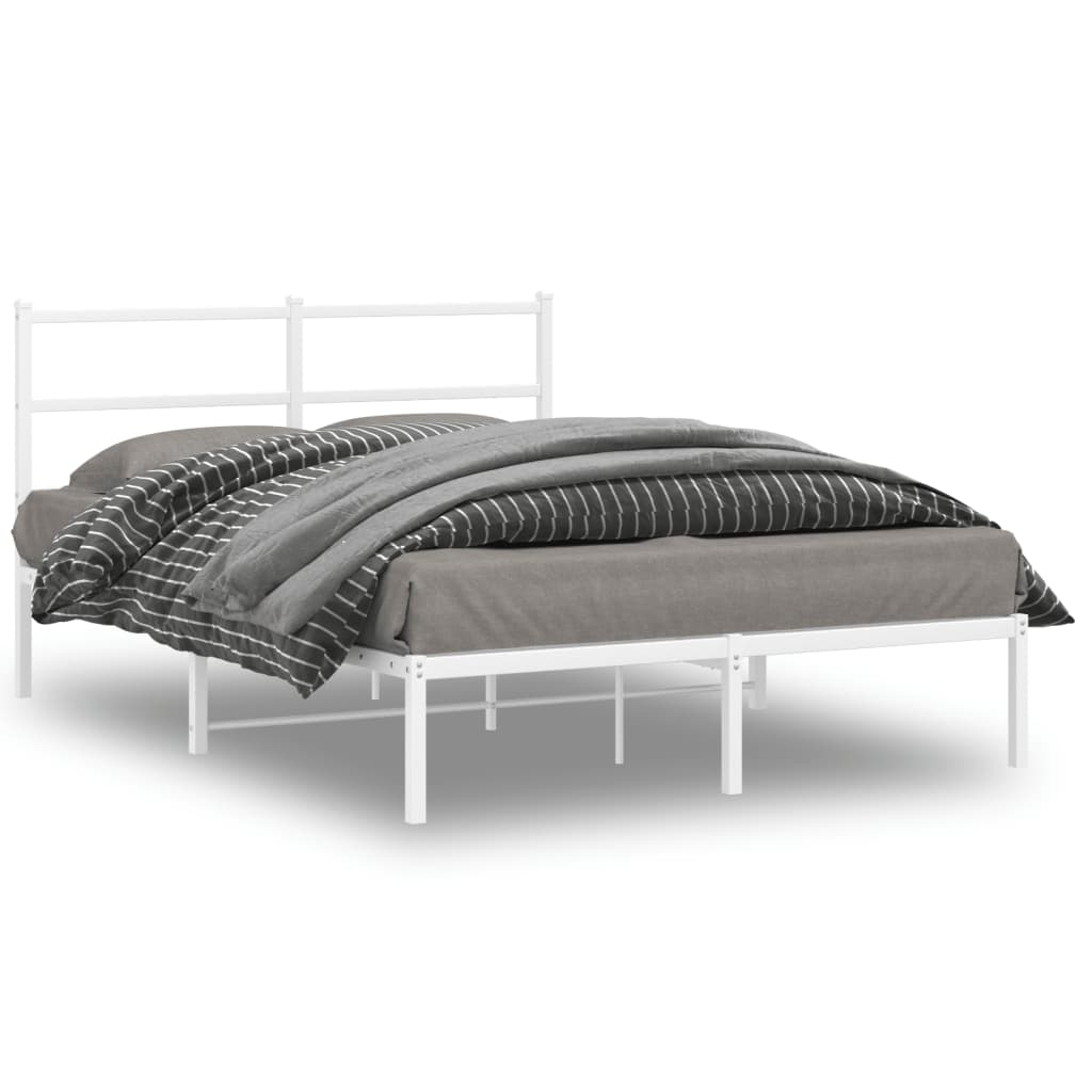Sengeramme i metall med hodegavl hvit 140x190 cm