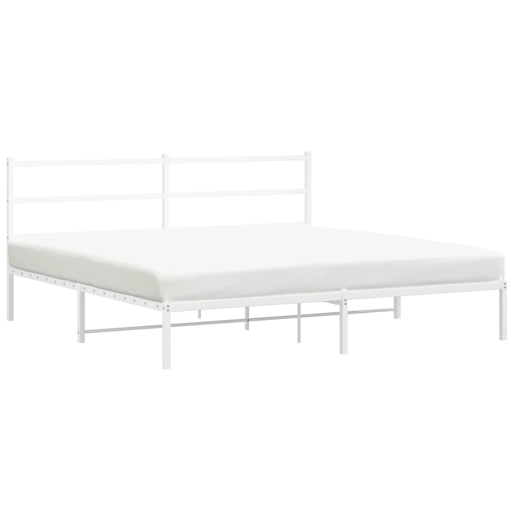 Sengeramme i metall med hodegavl hvit 183x213 cm