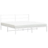 Sengeramme i metall med hodegavl hvit 183x213 cm