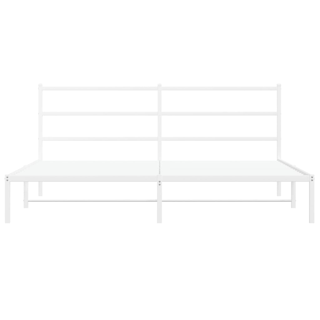 Sengeramme i metall med hodegavl hvit 183x213 cm