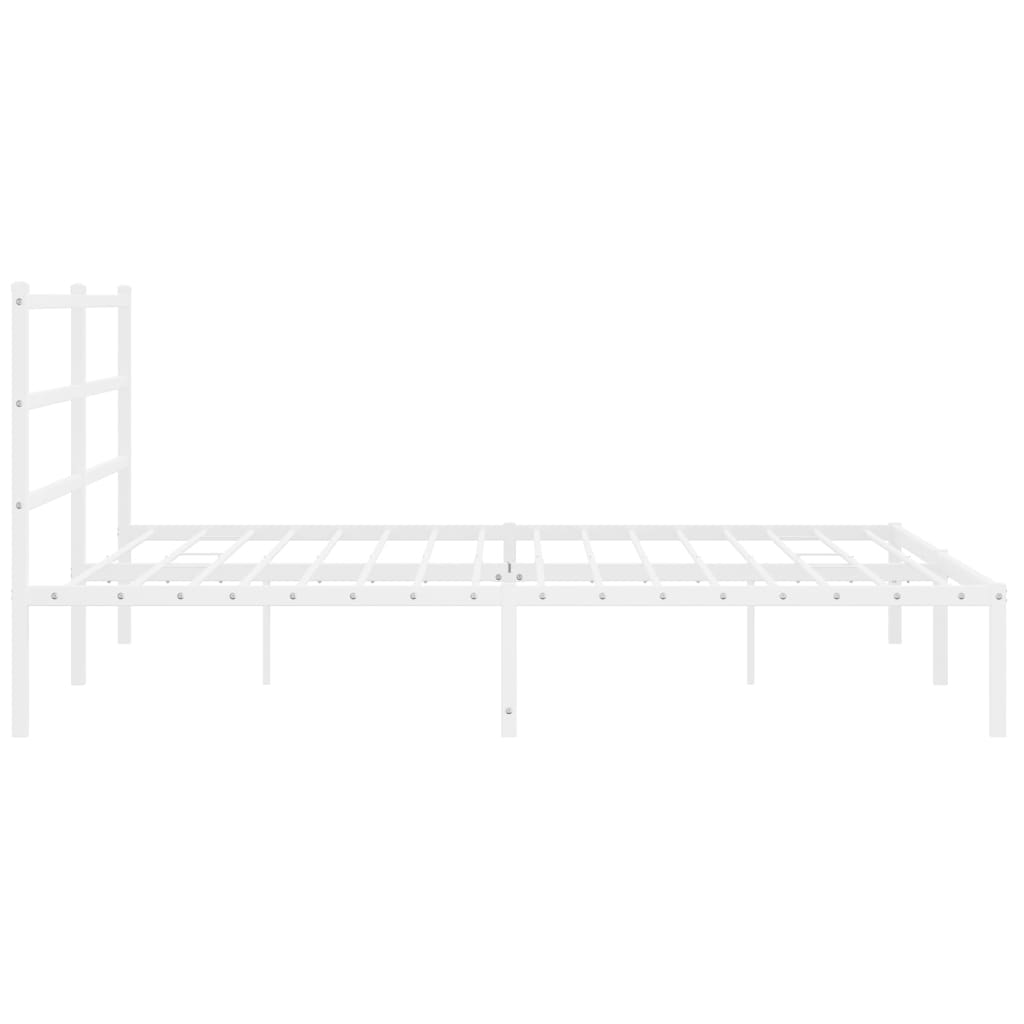 Sengeramme i metall med hodegavl hvit 183x213 cm
