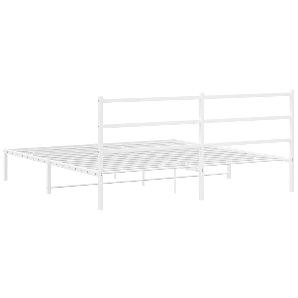 Sengeramme i metall med hodegavl hvit 193x203 cm