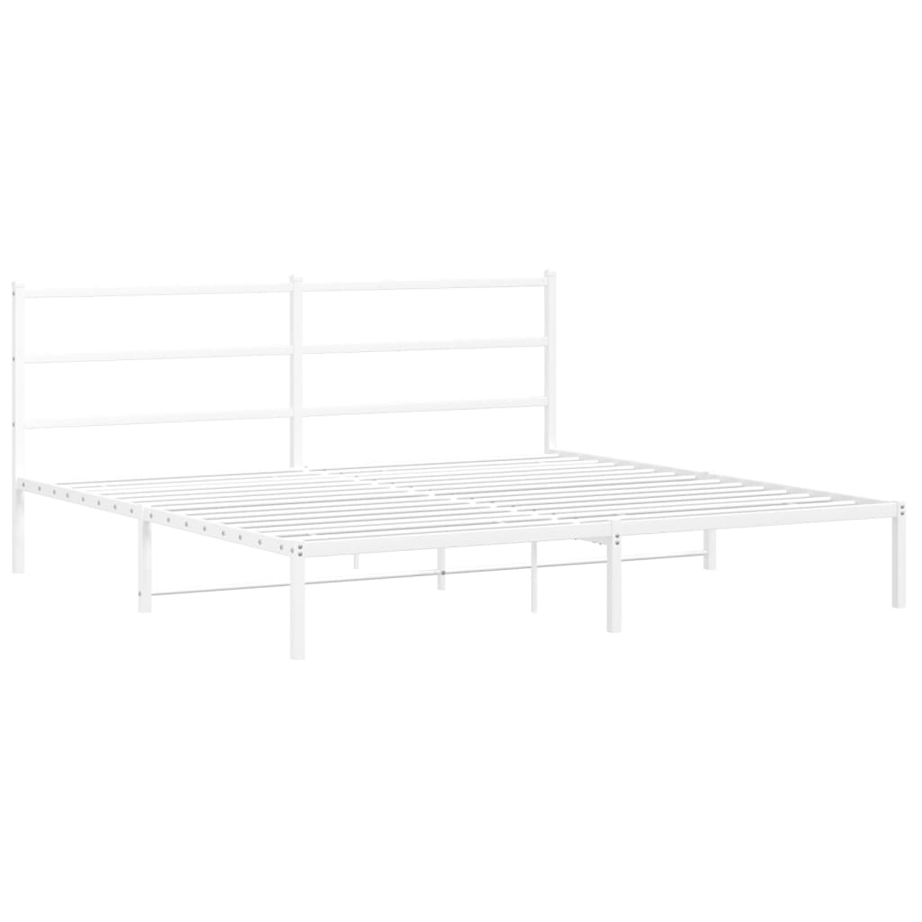 Sengeramme i metall med sengegavl hvit 200x200 cm