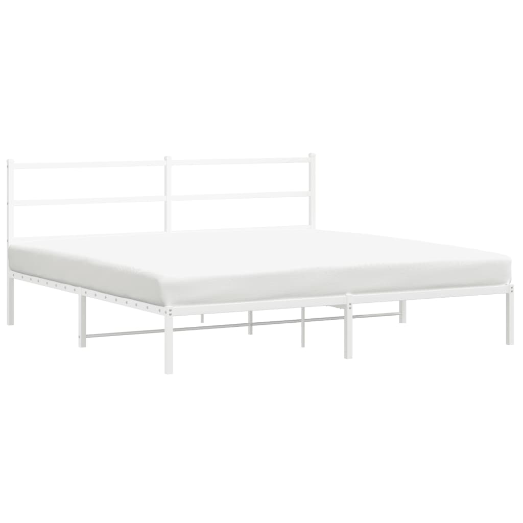 Sengeramme i metall med sengegavl hvit 200x200 cm