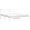 Sengeramme i metall med sengegavl hvit 200x200 cm