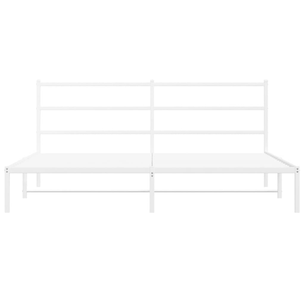 Sengeramme i metall med sengegavl hvit 200x200 cm