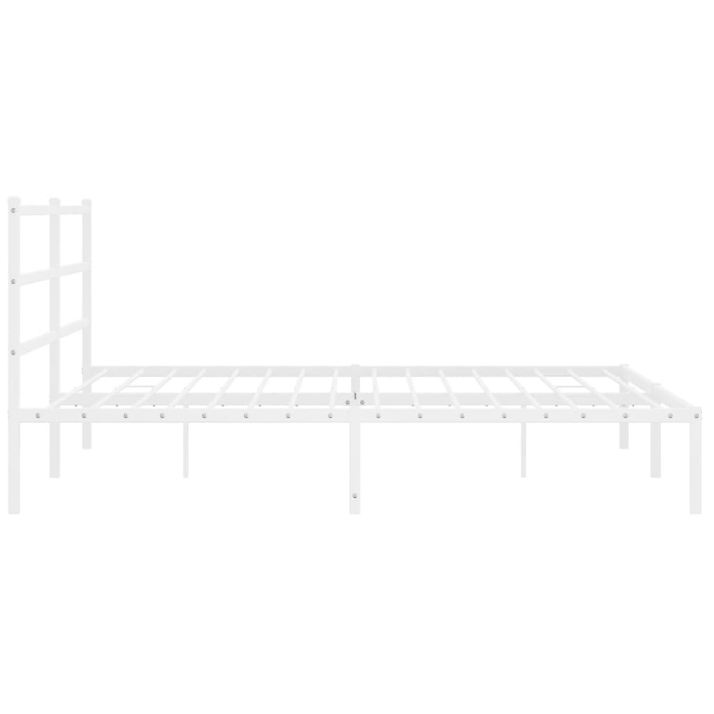 Sengeramme i metall med sengegavl hvit 200x200 cm