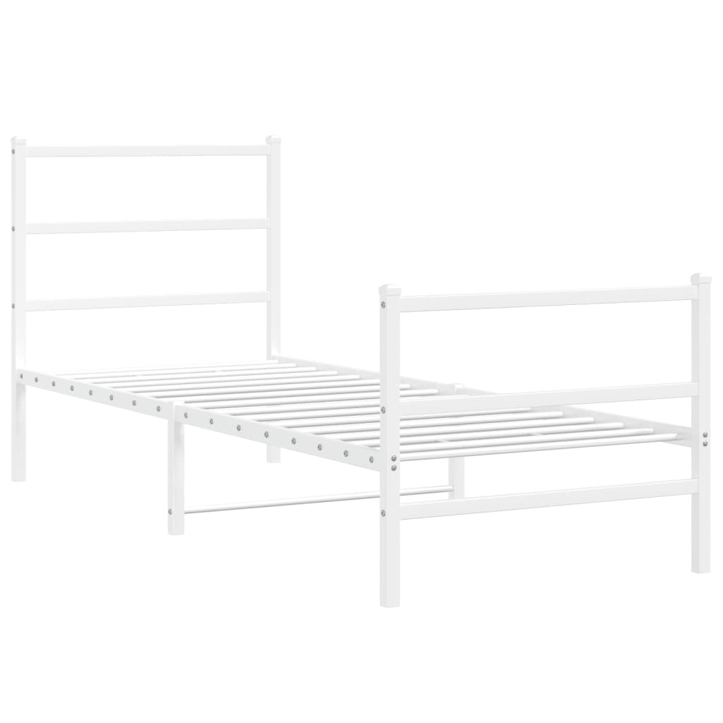 Sengeramme i metall med hode- og fotgavl hvit 75x190 cm