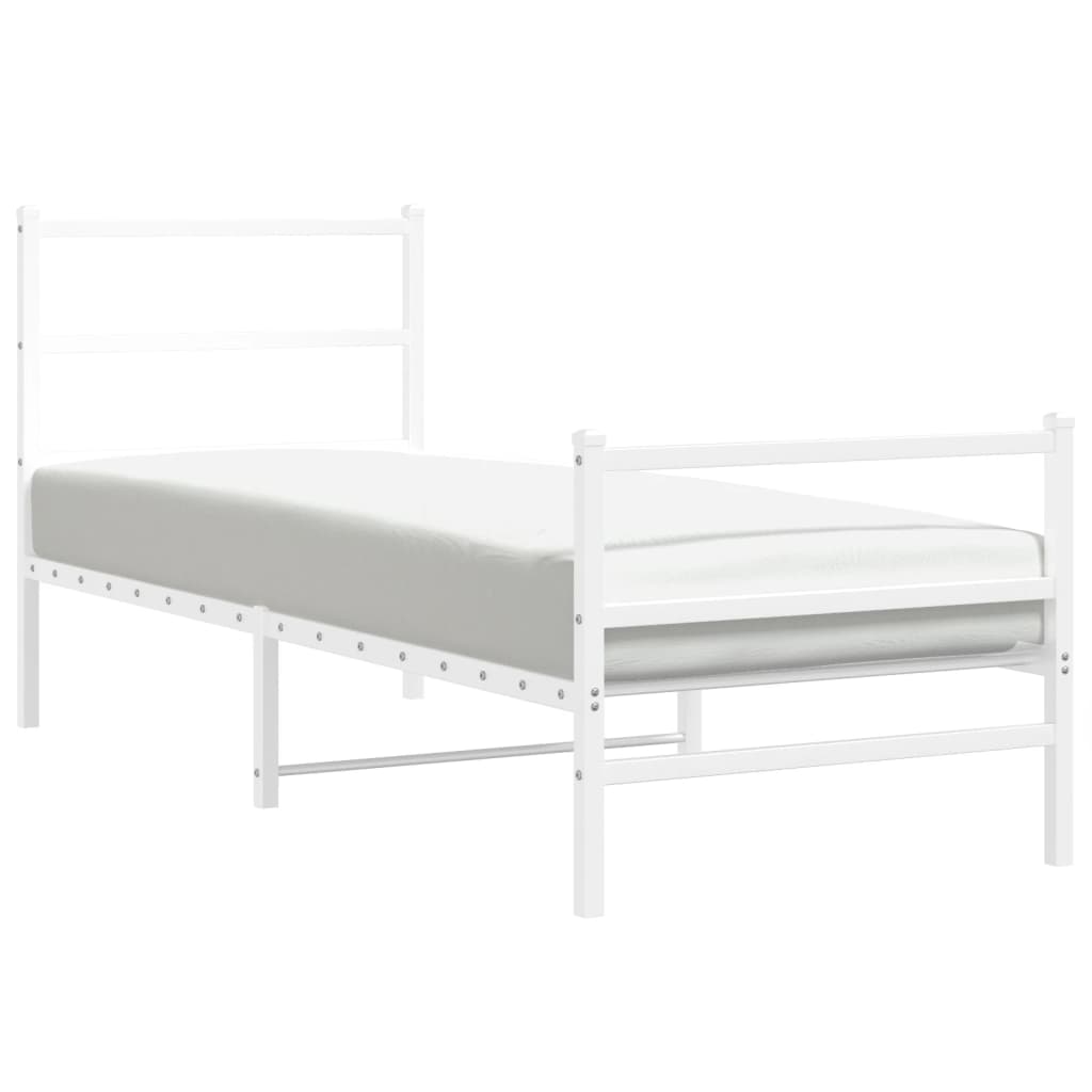 Sengeramme i metall med hode- og fotgavl hvit 75x190 cm