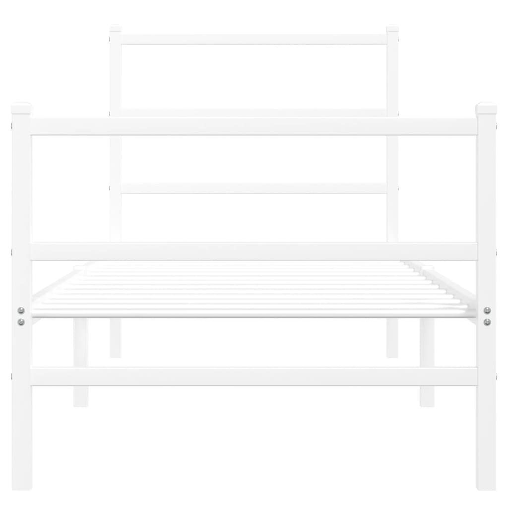 Sengeramme i metall med hode- og fotgavl hvit 75x190 cm