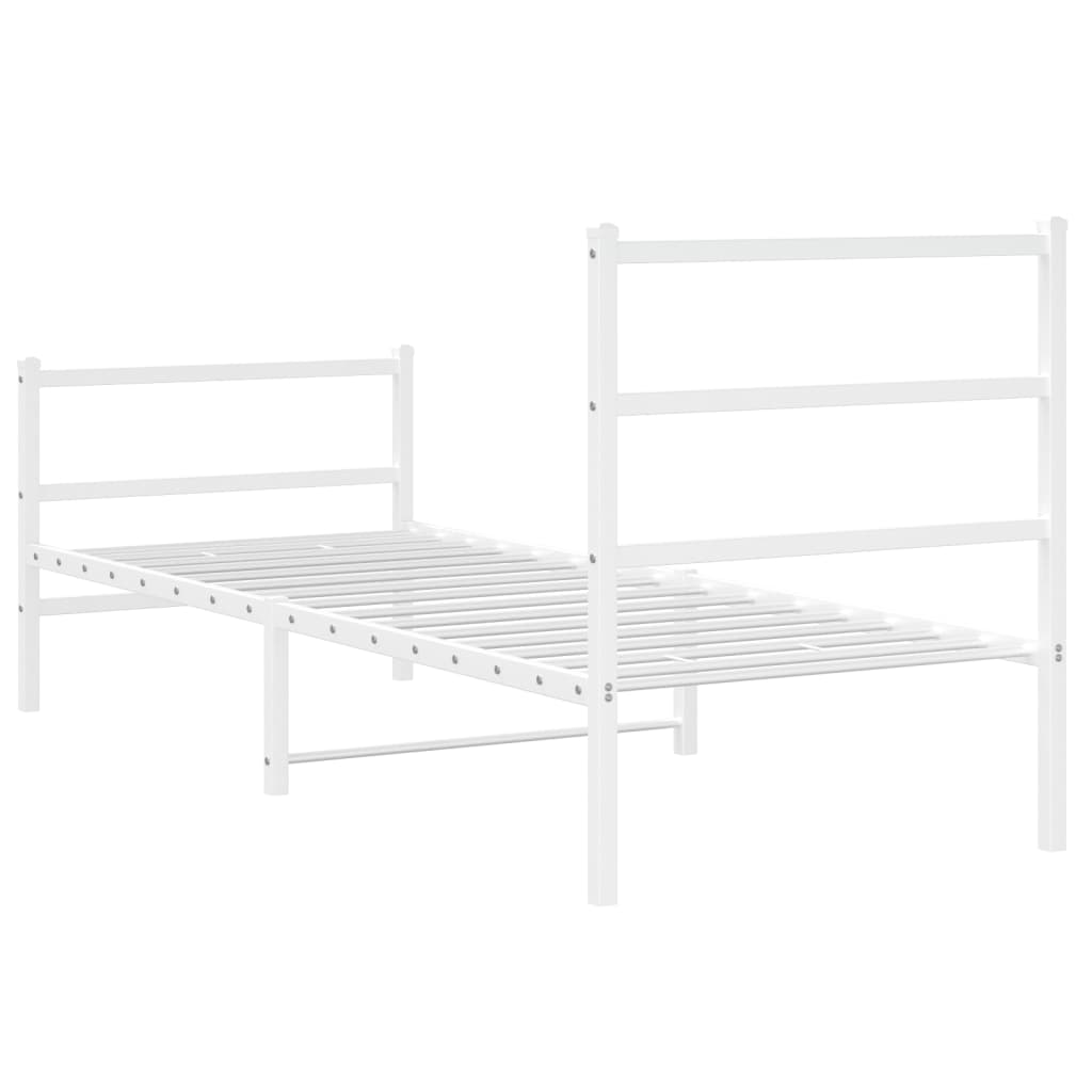 Sengeramme i metall med hode- og fotgavl hvit 75x190 cm