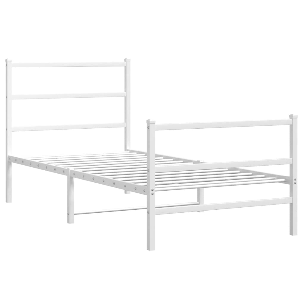 Sengeramme i metall med hode- og fotgavl hvit 90x190 cm