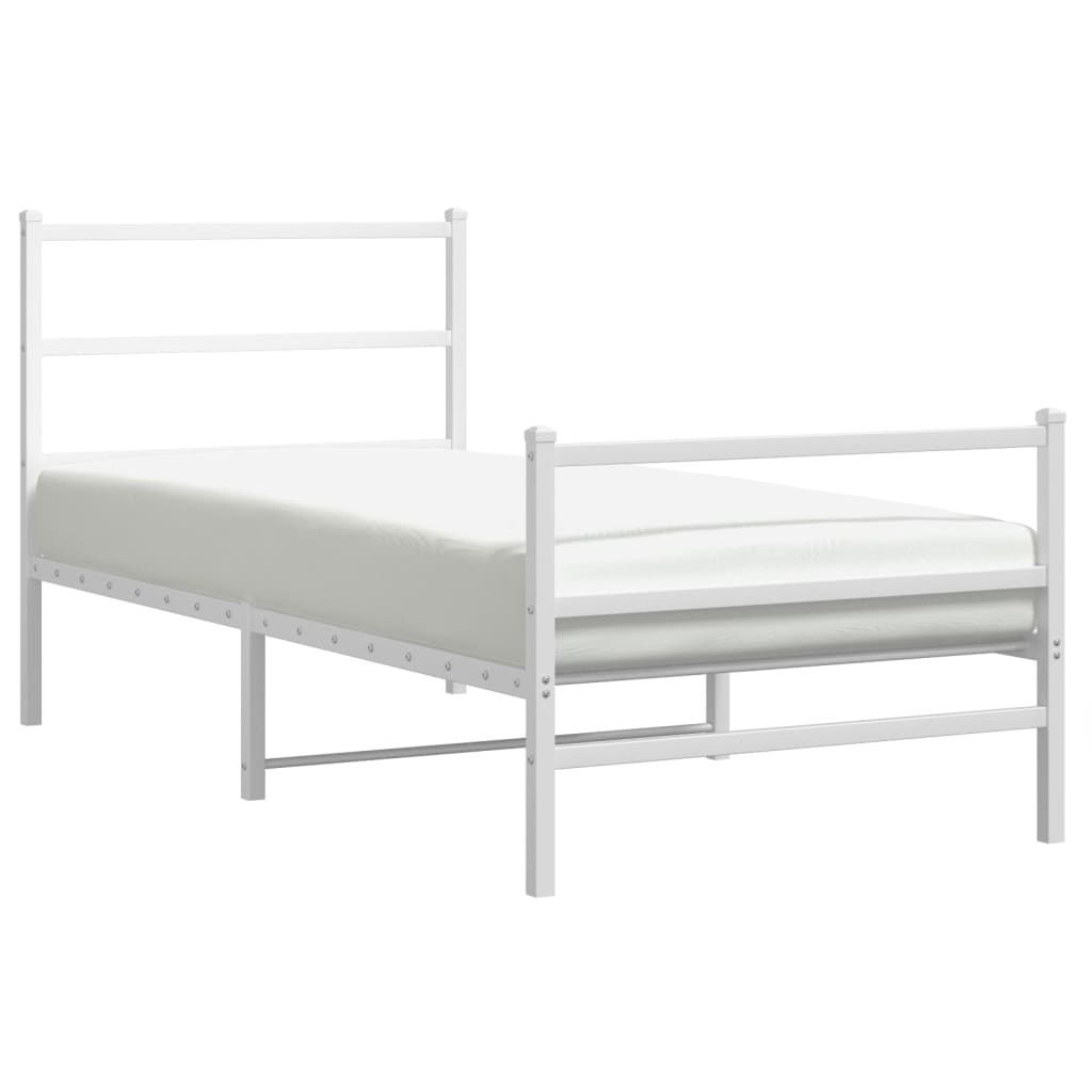 Sengeramme i metall med hode- og fotgavl hvit 90x190 cm