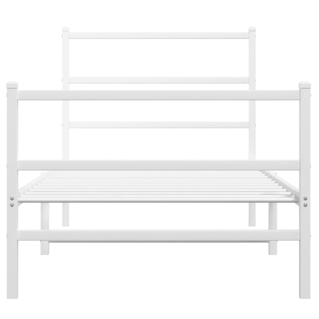 Sengeramme i metall med hode- og fotgavl hvit 90x190 cm