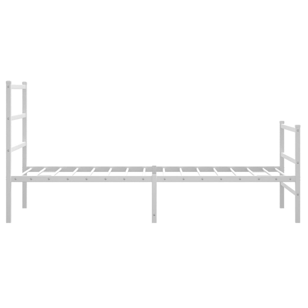 Sengeramme i metall med hode- og fotgavl hvit 90x190 cm
