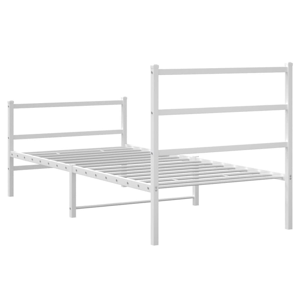 Sengeramme i metall med hode- og fotgavl hvit 90x190 cm