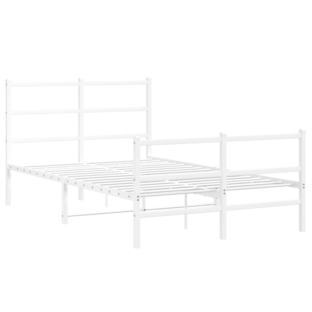 Sengeramme i metall med hode- og fotgavl hvit 120x190 cm