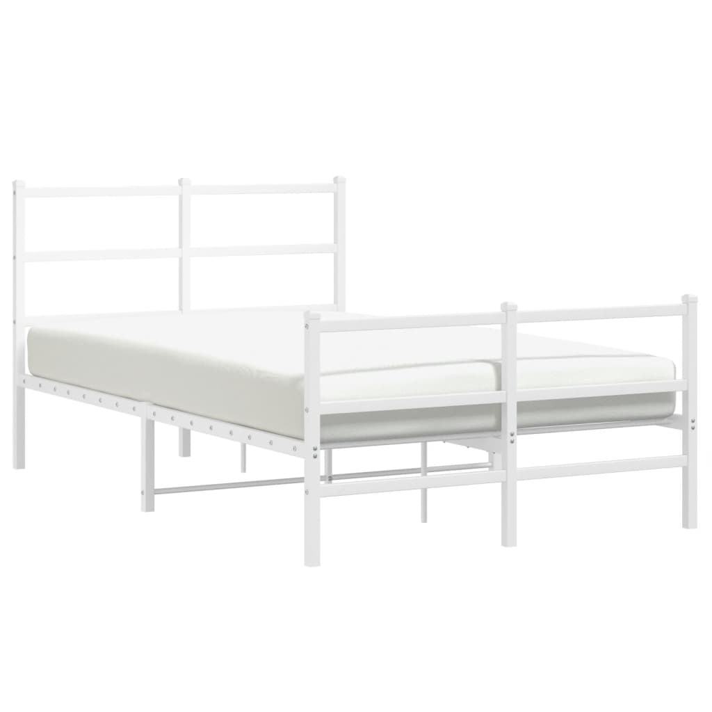 Sengeramme i metall med hode- og fotgavl hvit 120x190 cm