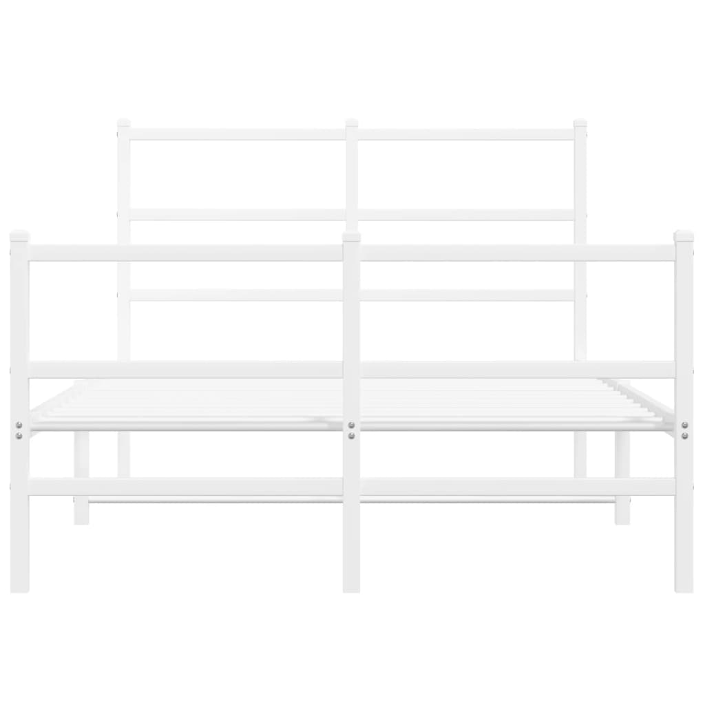 Sengeramme i metall med hode- og fotgavl hvit 120x190 cm