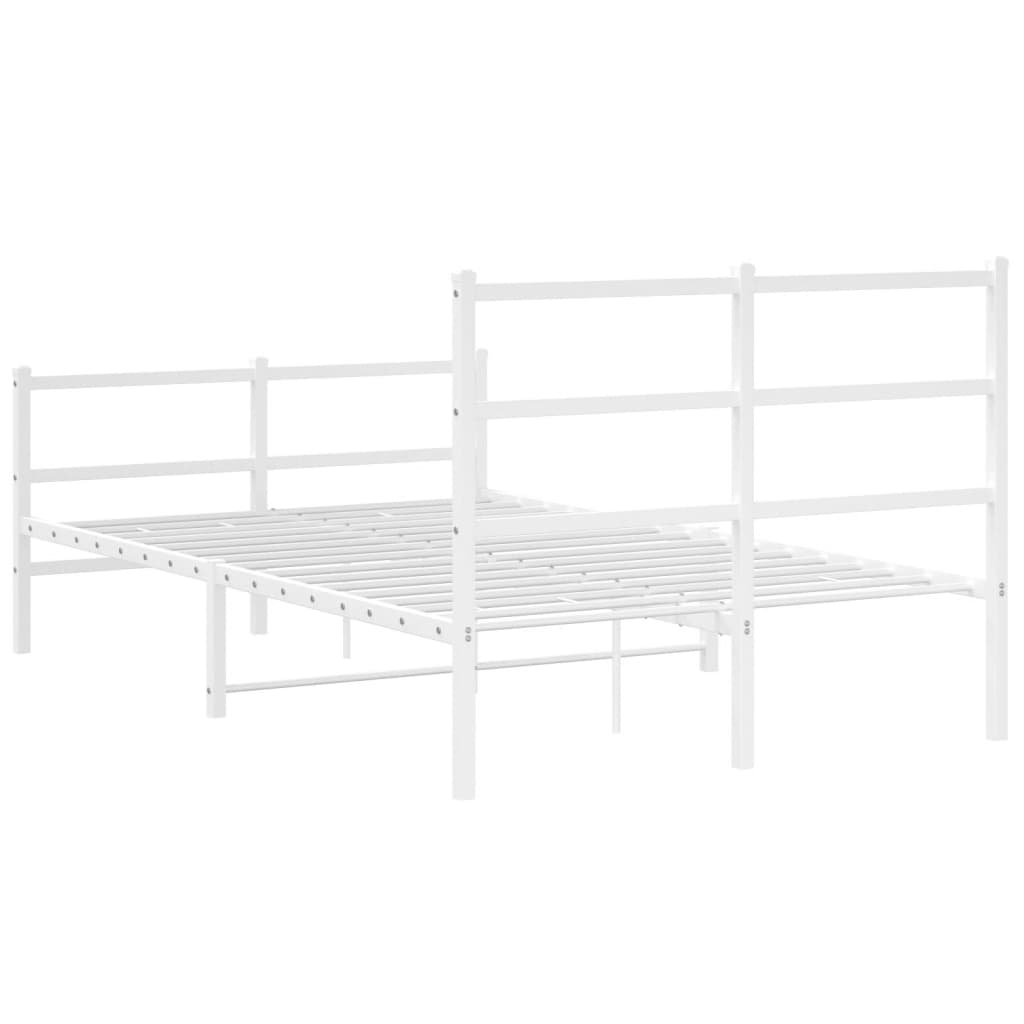 Sengeramme i metall med hode- og fotgavl hvit 120x190 cm